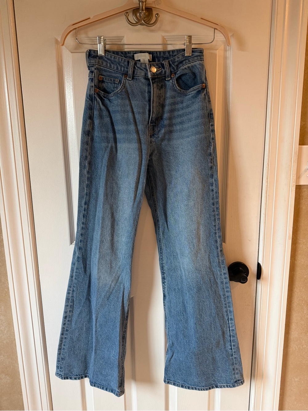 H&M Medium Blue High-Rise Flared Jeans
